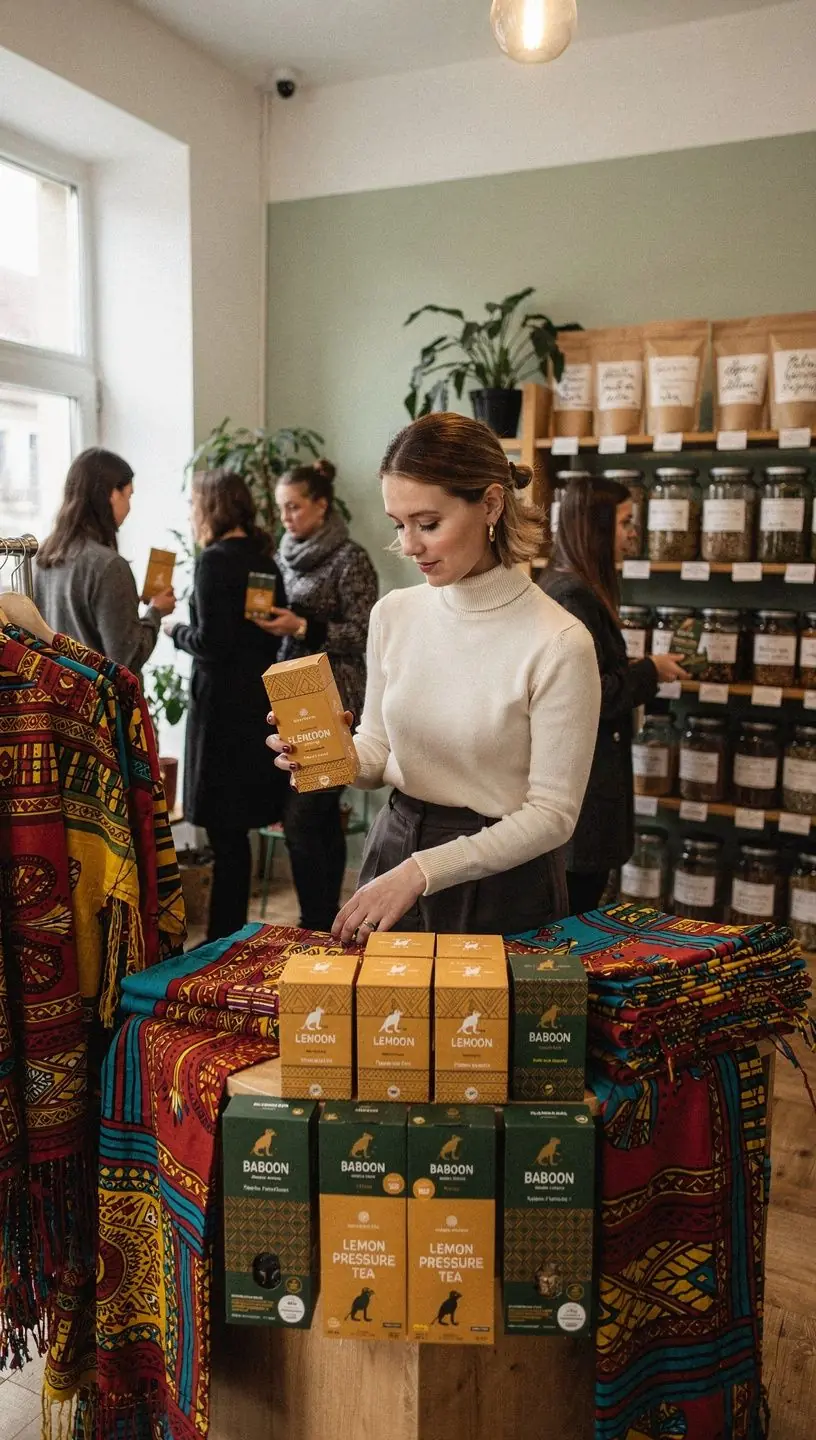 Šviežiai paruošta baboono citrinų arbata, patiekiama su citrinos griežinėliais ir žolelėmis.